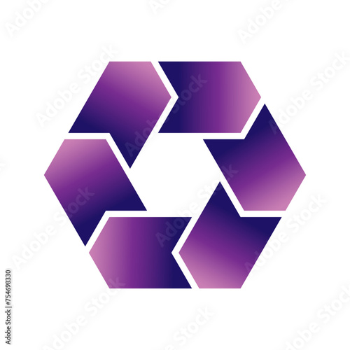 Abstract hexagonal shape isolated on white background. Logotype design. Vector illustration.
