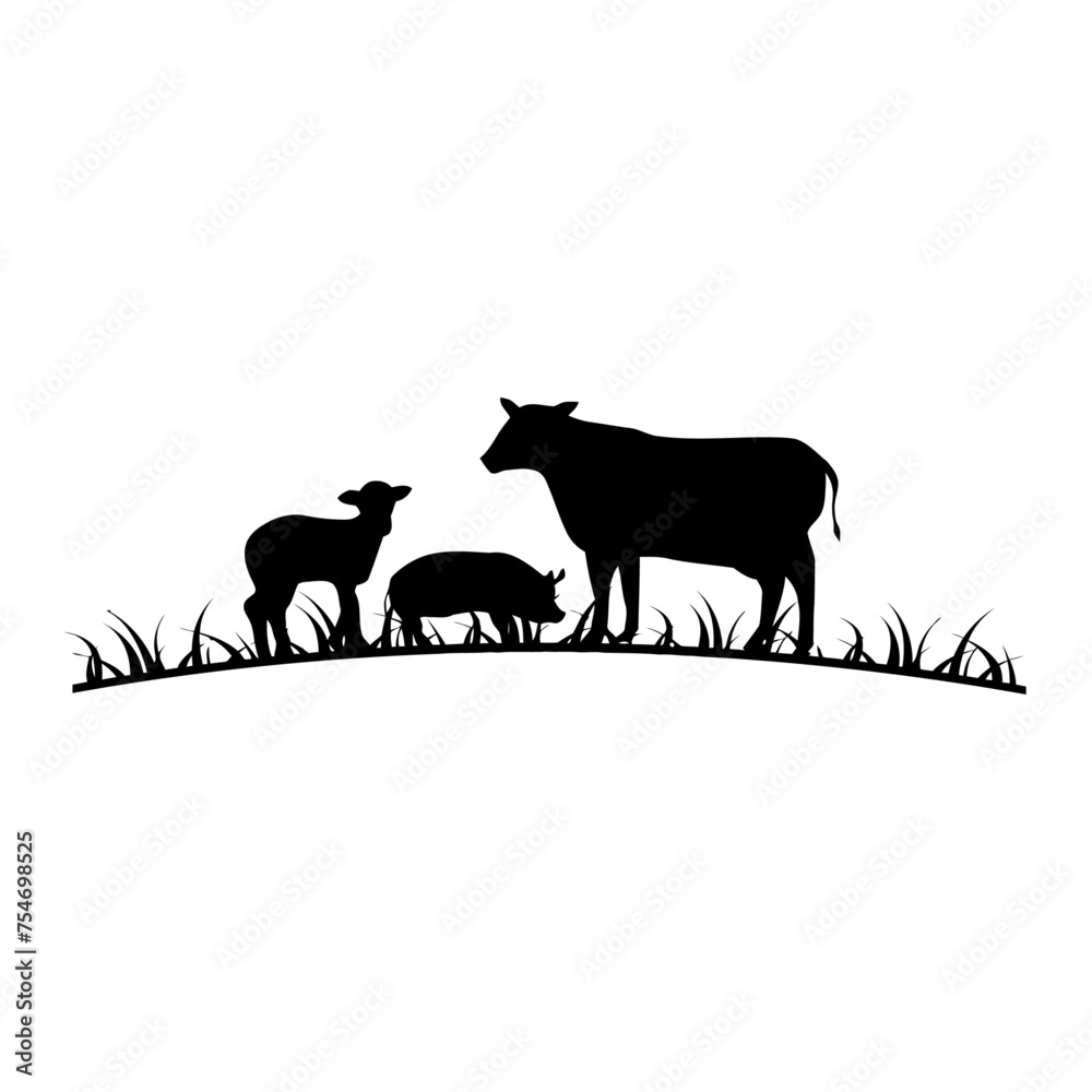 Cow with pig silhouette