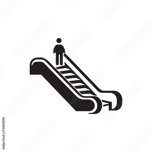 Escalator elevator stairs icon vector