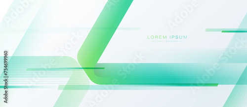 Abstract design with green glowing triangle geometric lines on white background. Modern minimal trendy lines pattern. Vector illustration