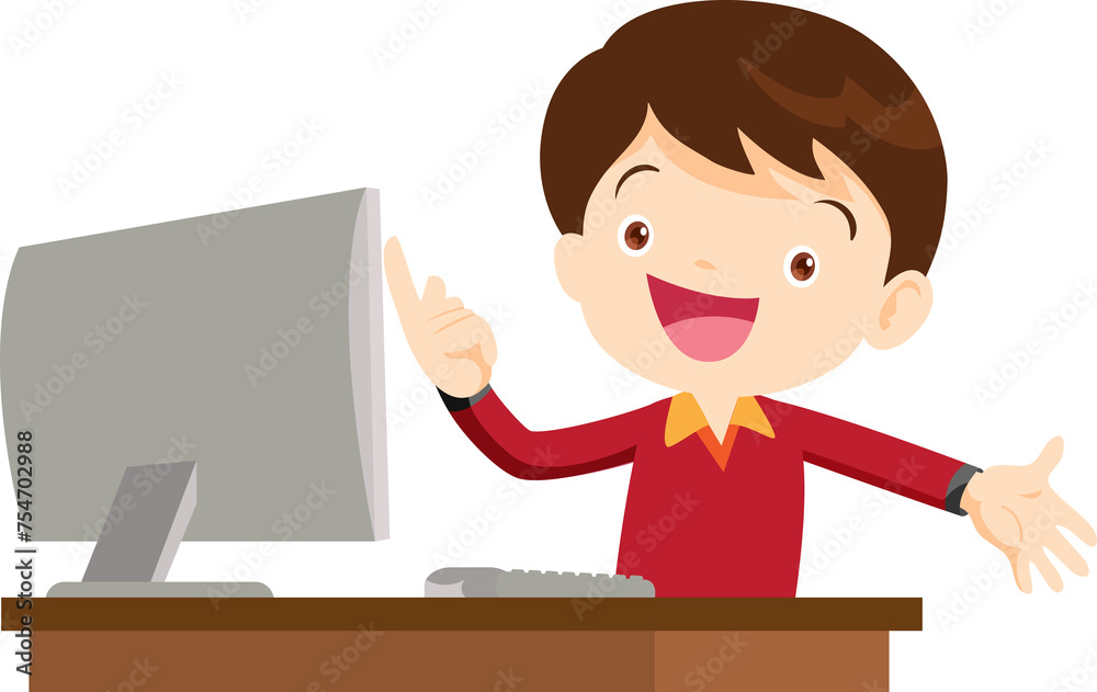 cute child sitting use computer to study cute child sitting use computer to study