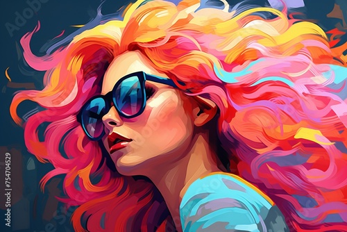 Vibrant character illustration with colorful hair reflecting individuality and creativity