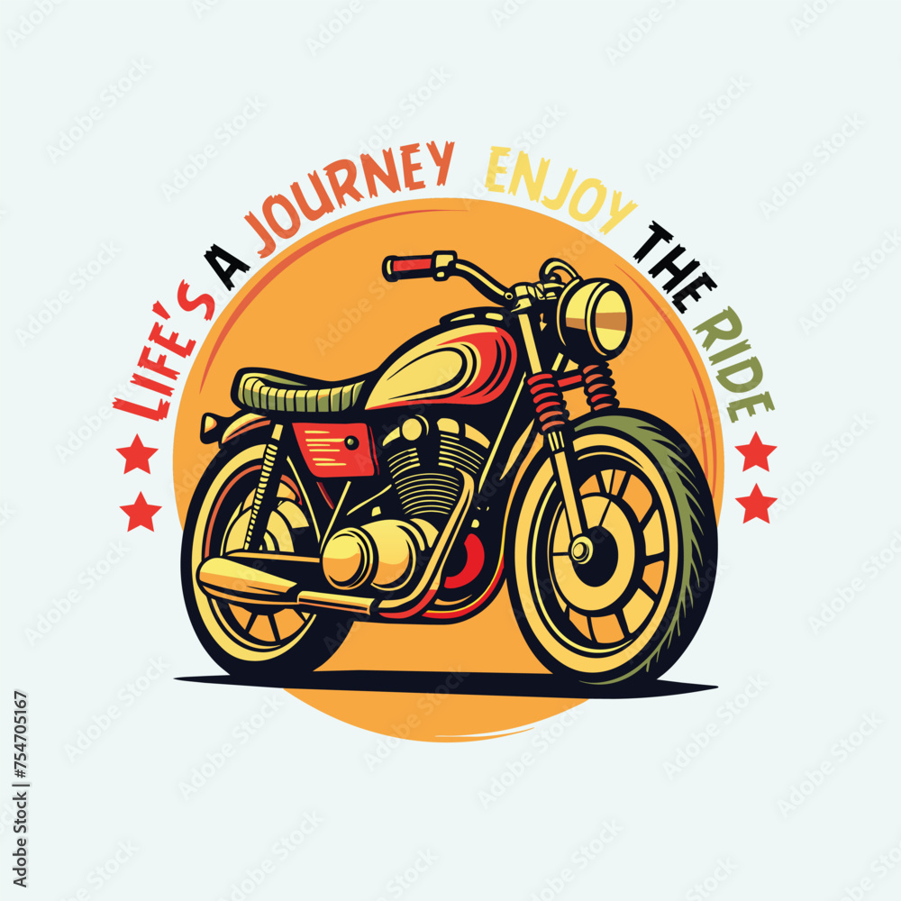 Vintage motorcycle logo, emblem, badge, label. Vector illustration.Motorcycle t-shirt print design