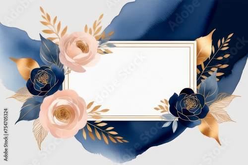 Watercolor wedding invitation template. Abstract art background vector.