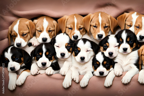 group of puppies. Generative AI