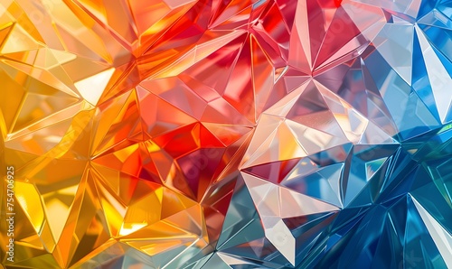 Colorful abstract crystal background, iridescent texture, macro panorama, faceted gem,
