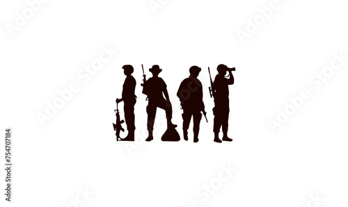 soldier silhouette  set of soldier silhouette  illustration vector of soldier 