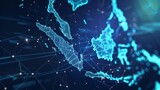 Digital map of Indonesia, concept of global network and connectivity