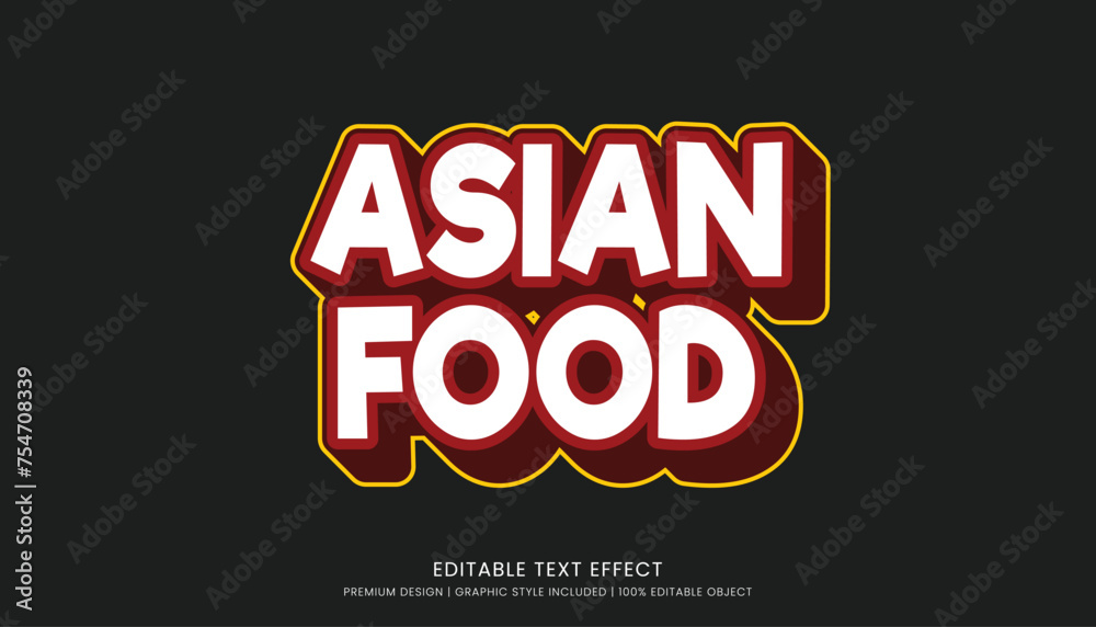 asian food text effect template editable design for business logo and brand