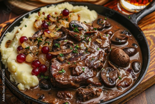 Sautéed Reindeer Meat with Lingonberries in a Rich Sauce photo