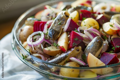 Creamy Herring Salad: Sillsallad with Boiled Potatoes and Apples