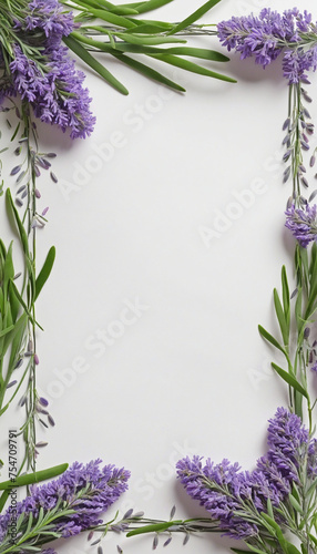 fragrant lavender sprigs as a frame border  isolated with negative space for layouts