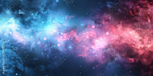 pink and blue soft clouds sky watercolor background.red and blue white background with stars in dust, red blue glitter sparkle , circle bokeh, defocused, blue red space galaxy , nebula, cosmos banner