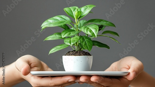 Potted plants placed on taplets photo