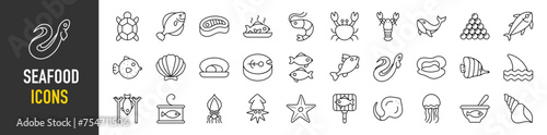 Seafood icons vector illustration