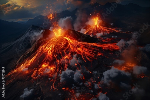 Closeup of a volcanic eruption