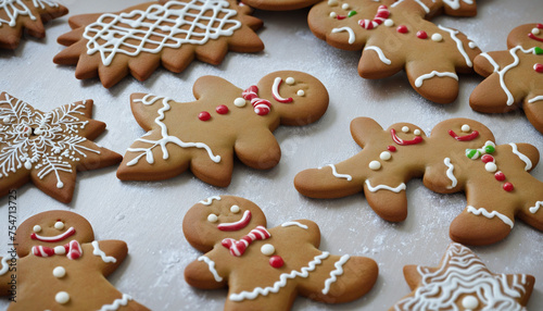 Gingerbread cookie men colorful background christmas celebration 