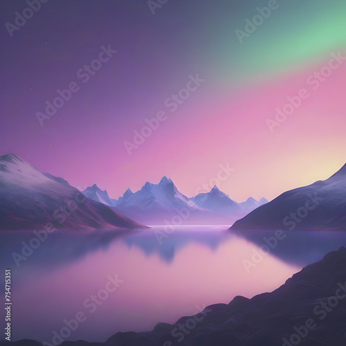 Pastel sky with aurora landscape with smooth color transition.