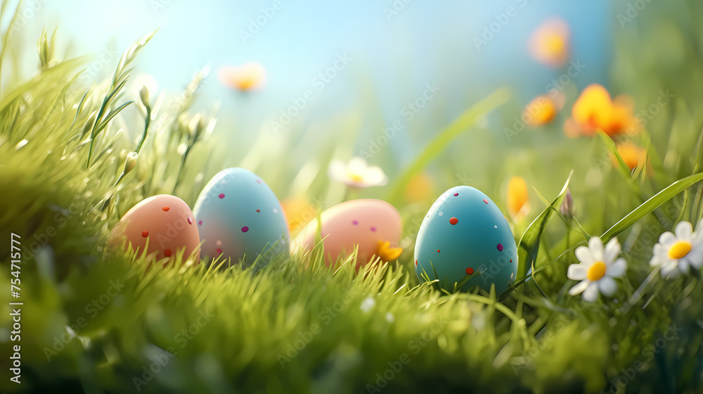 Happy easter background, easter egg scene