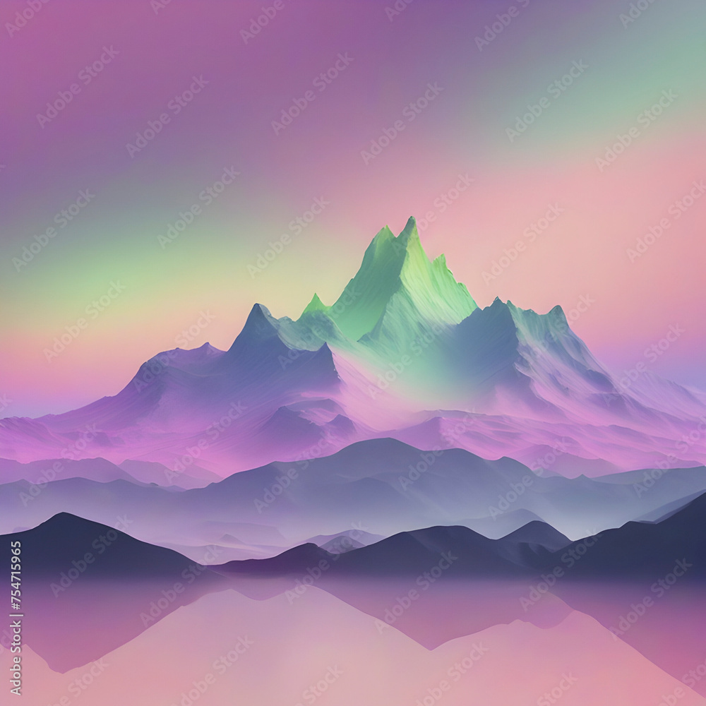 Pastel sky with aurora landscape with smooth color transition.