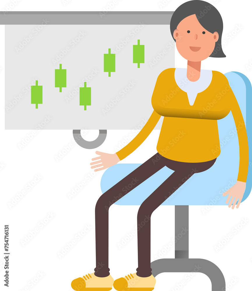 Woman Character Presenting Candlestick Chart
Woman Character Presenting Candlestick Chart