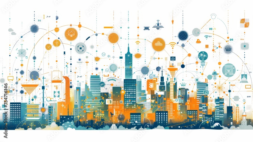 An infographic depicting the layers of wireless networks that blanket a modern city An infographic depicting the layers of wireless networks that blanket a modern city
