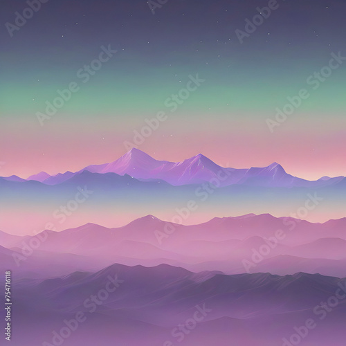 Pastel sky with aurora landscape with smooth color transition. © Pram