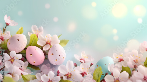 Easter eggs on spring grass, spring easter concept