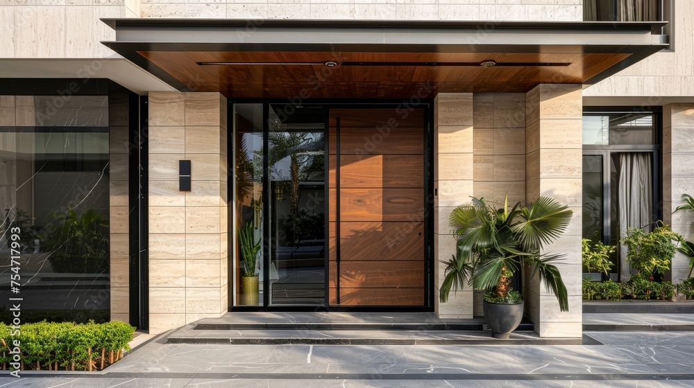 Luxurious and elegant exterior door design for a modern villa