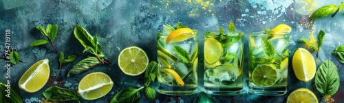 Mojito tropical drinks background  photo