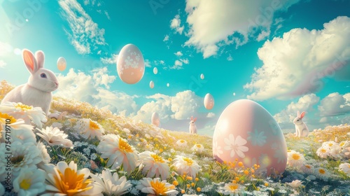 Easter bunnies frolic in a ...