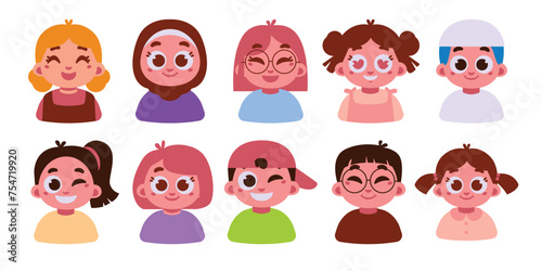 A warm collection of illustrated children's faces showcasing a range of emotions, hairstyles, and cultural attire