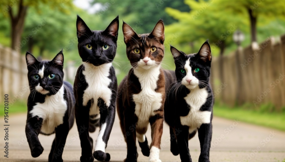 Obraz premium friends cats in park