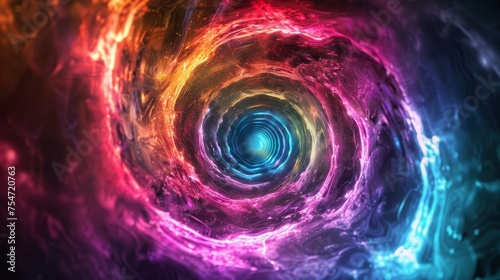 Multicolored cosmic spiral waves, colorful swirl path, abstract futuristic digital background © Media Srock