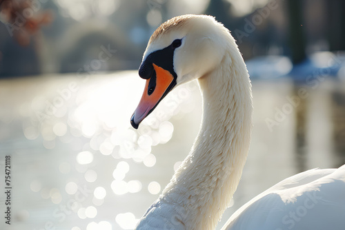 A close-up shot of a Swan