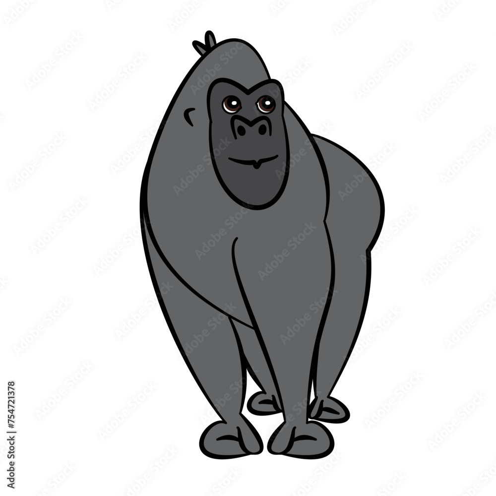 Fototapeta premium Cartoon great ape, silverback gorilla