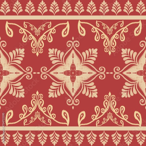 Geometric ethnic  oriental Ikat seamless pattern design for background, texture, decoration, rug, wallpaper, clothing, wrap, batik, fabric, embroidery style