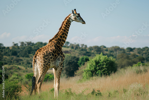 A full body shot of a Giraffe, animal