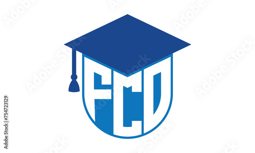 FCO initial letter academic logo design vector template. school college logo, university logo, graduation cap logo, institute logo, educational logo, library logo, teaching logo, book shop, varsity	 photo