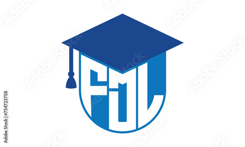 FDL initial letter academic logo design vector template. school college logo, university logo, graduation cap logo, institute logo, educational logo, library logo, teaching logo, book shop, varsity	 photo