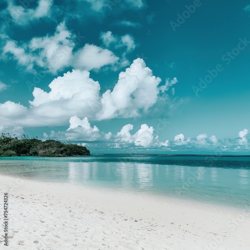 White sand beach under clear sky at tropicana