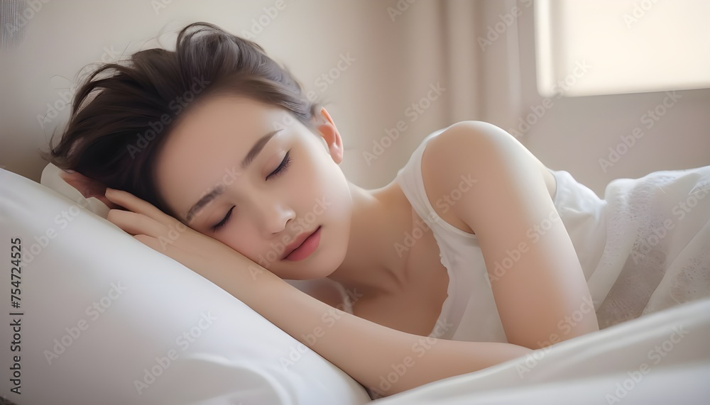 woman sleeping on bed woman sleeping on bed