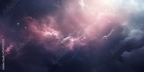 sun and clouds, Space gas and dust sky at night, Abstract violet background , Generative AI 