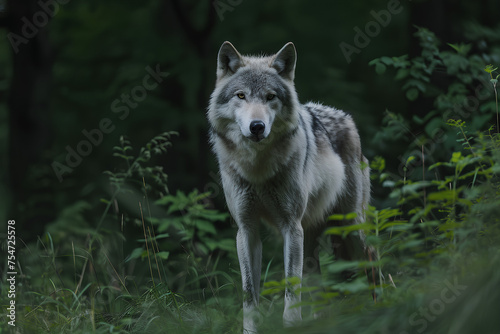A full body shot of a Wolf, animal