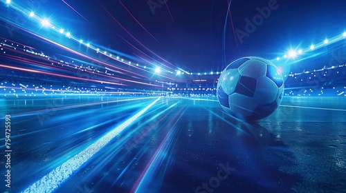 Football or soccer background with glowing line. abstract background for football ad, tournament ad, sport ad, football league add. photo