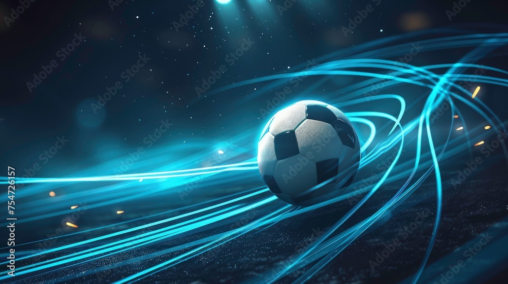 Fototapeta premium Football or soccer background with glowing line. abstract background for football ad, tournament ad, sport ad, football league add.