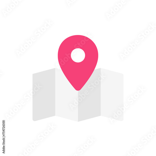 ピンと地図。GPS情報。マップのアイコンイラスト素材。