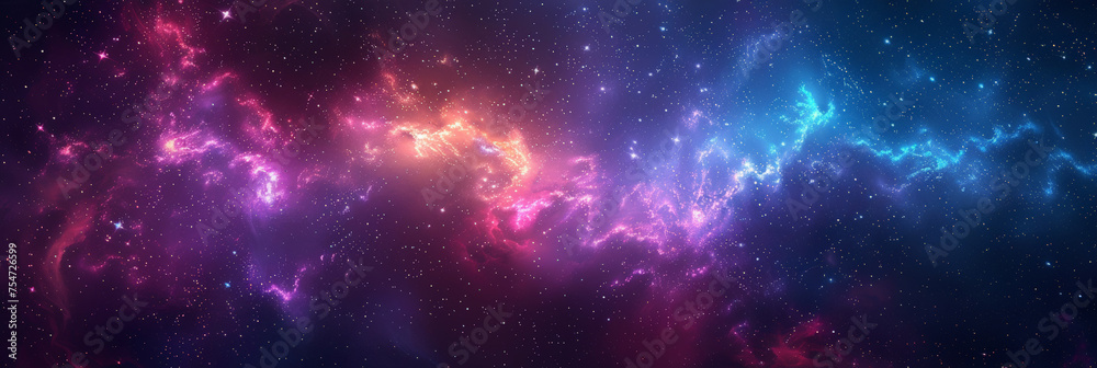 background with space,Clouds streak across the Milky Way, galaxy with stars on night starry sky Panorama view universe space,purple teal blue galaxy  nebula cosmos banner poster background 