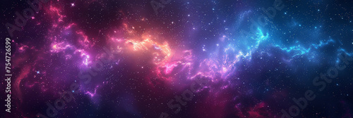 background with space,Clouds streak across the Milky Way, galaxy with stars on night starry sky Panorama view universe space,purple teal blue galaxy nebula cosmos banner poster background © Planetz