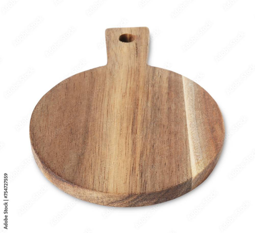 Fototapeta premium One wooden cutting board on white background